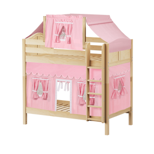 Maxtrix Twin High Bunk Bed with Straight Ladder, Top Tent + Curtain