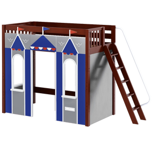 Maxtrix Twin High Loft Bed with Angled Ladder + Playhouse Panels