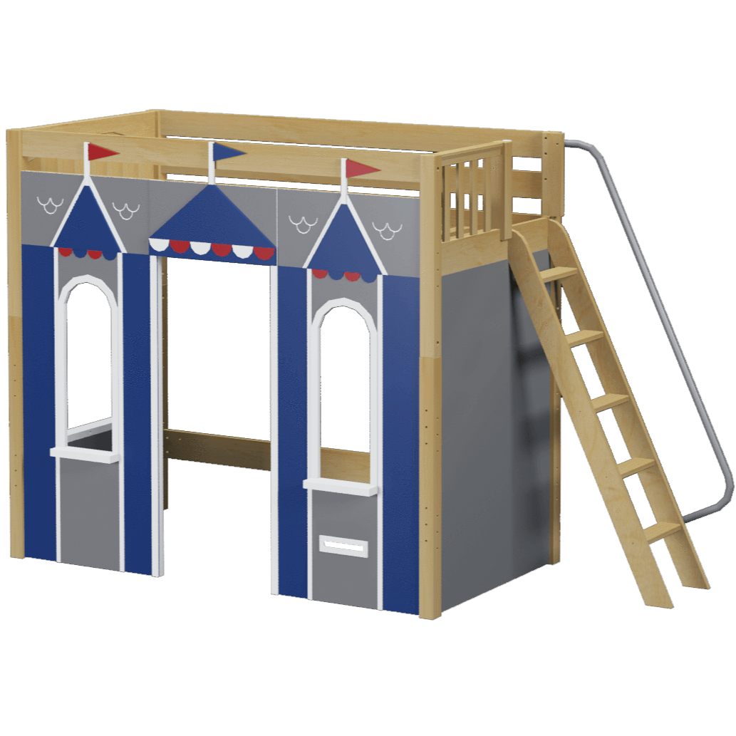 Maxtrix Twin High Loft Bed with Angled Ladder + Playhouse Panels