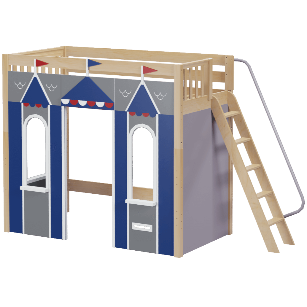 Maxtrix Twin High Loft Bed with Angled Ladder + Playhouse Panels