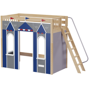 Maxtrix Twin High Loft Bed with Angled Ladder + Playhouse Panels