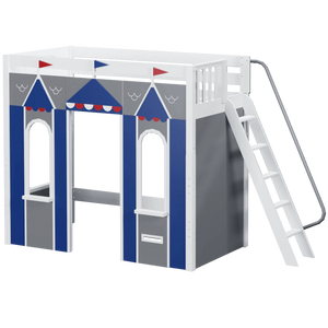 Maxtrix Twin High Loft Bed with Angled Ladder + Playhouse Panels