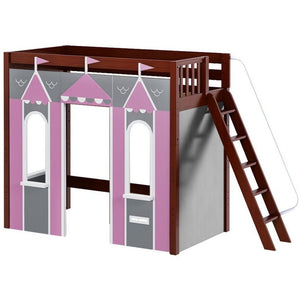 Maxtrix Twin High Loft Bed with Angled Ladder + Playhouse Panels