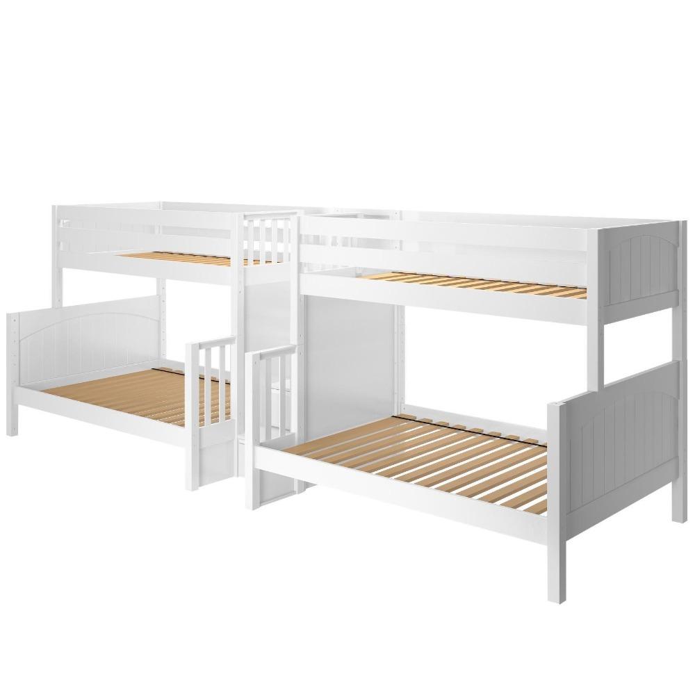 Maxtrix Twin over Full Quadruple Bunk Bed with Stairs