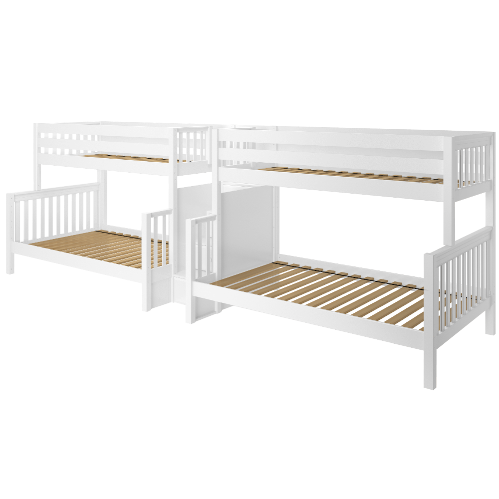 Maxtrix Twin XL over Full XL Quadruple Bunk Bed with Stairs