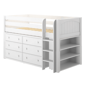 Maxtrix Twin Low Loft Bed with Straight Ladder + Storage