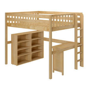 Maxtrix Full High Loft Bed with Desk + Storage