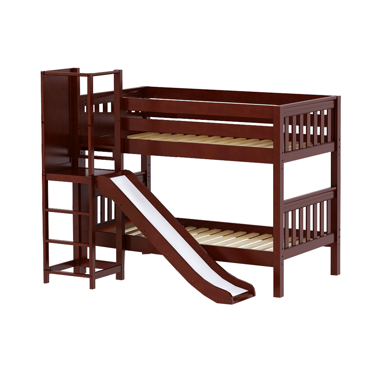 Maxtrix Twin Low Bunk Bed with Slide Platform