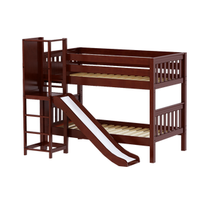 Maxtrix Twin Low Bunk Bed with Slide Platform