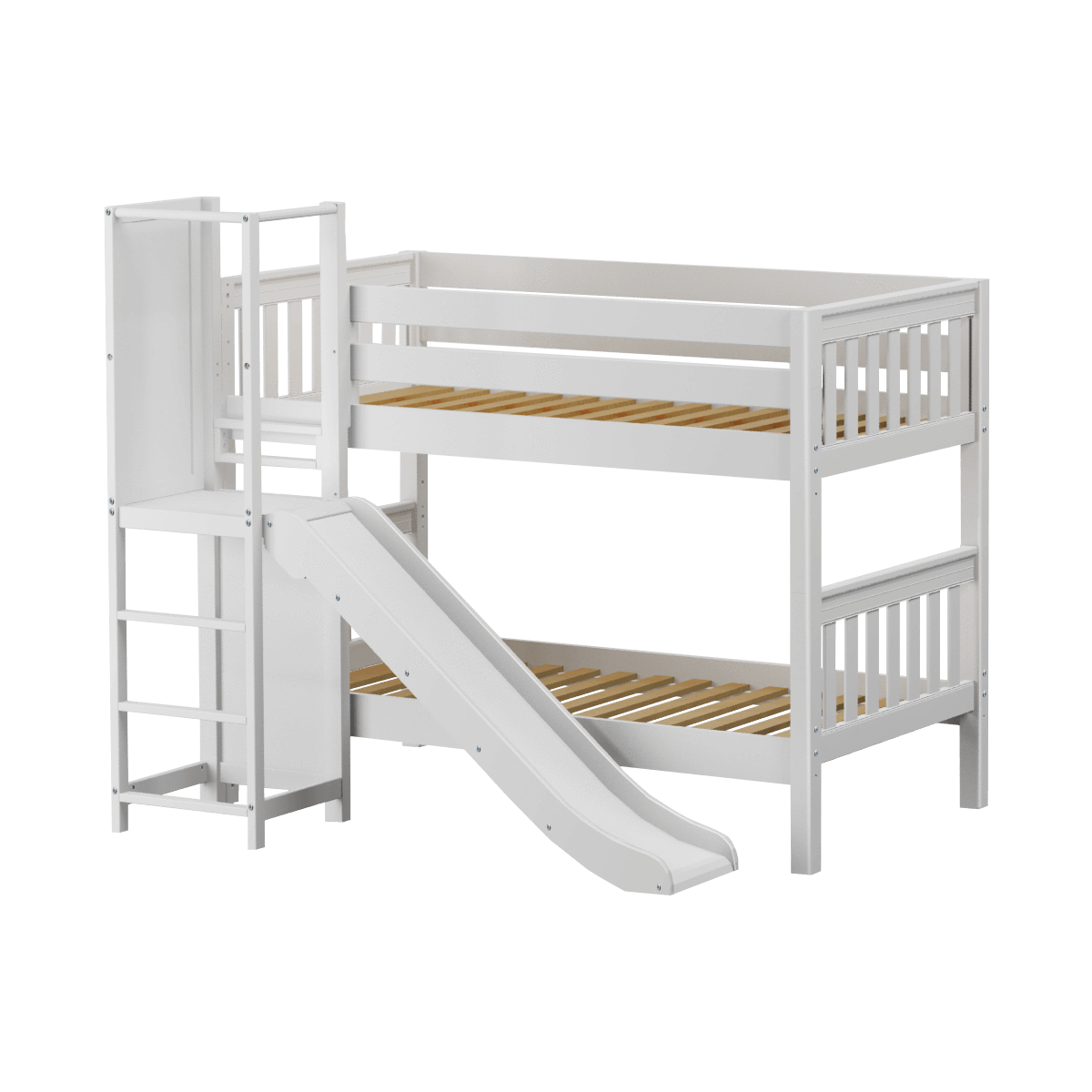 Maxtrix Twin Low Bunk Bed with Slide Platform