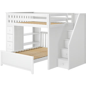 Jackpot Deluxe Full over Full L-shape Bunk with Staircase + Storage