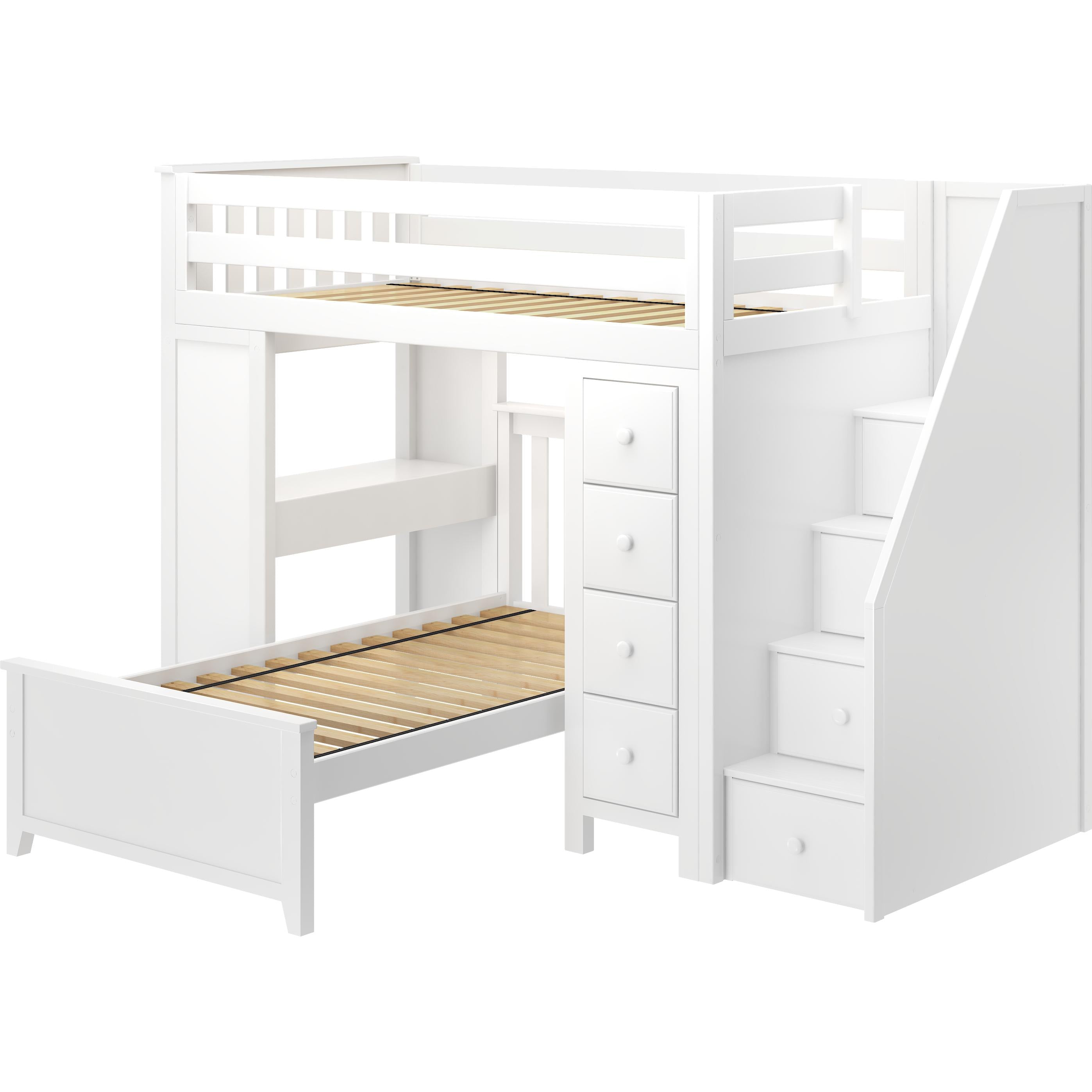 Jackpot Deluxe Staircase Loft Bed Desk + Dresser, Twin