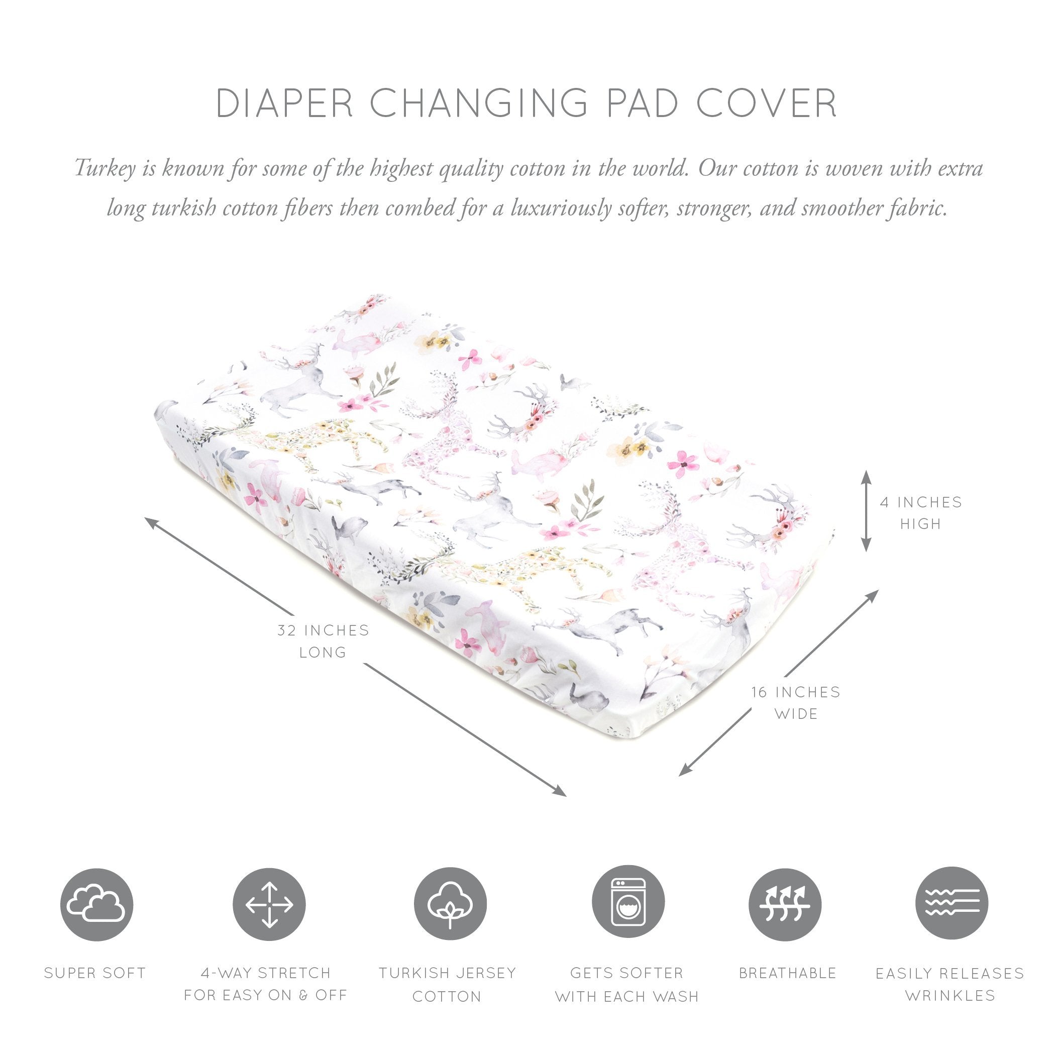 Oilo Fawn Jersey Changing Pad Cover
