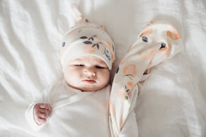 Copper Pearl Newborn Top Knot Hat - Caroline