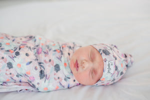 Copper Pearl Newborn Top Knot Hat - Morgan
