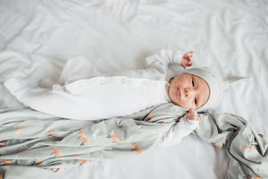 Copper Pearl Newborn Top Knot Hat - Swift