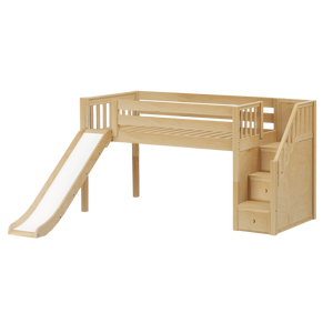 Maxtrix Twin Low Loft Bed with Stairs + Slide