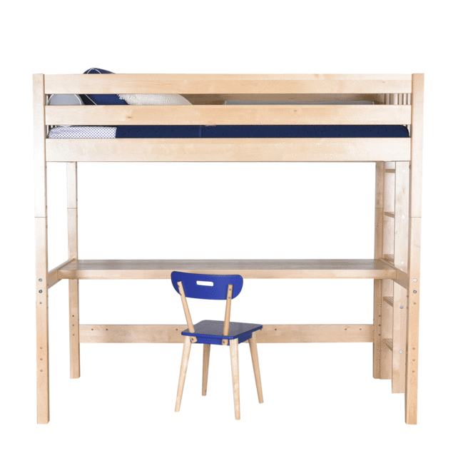 Maxtrix Queen High Loft Bed with Straight Ladder + Desk