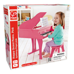 Hape Happy Grand Piano in Pink Toddler Wooden Musical Instrument, L: 19.7,  W: 20.5, H: 23.6 inch