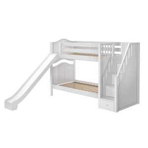 Maxtrix Twin Medium Bunk Bed with Stairs + Slide