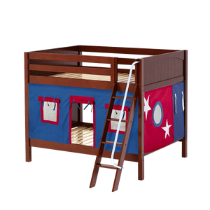 Maxtrix Full Medium Bunk Bed with Angled Ladder + Curtain