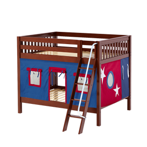 Maxtrix Full Medium Bunk Bed with Angled Ladder + Curtain