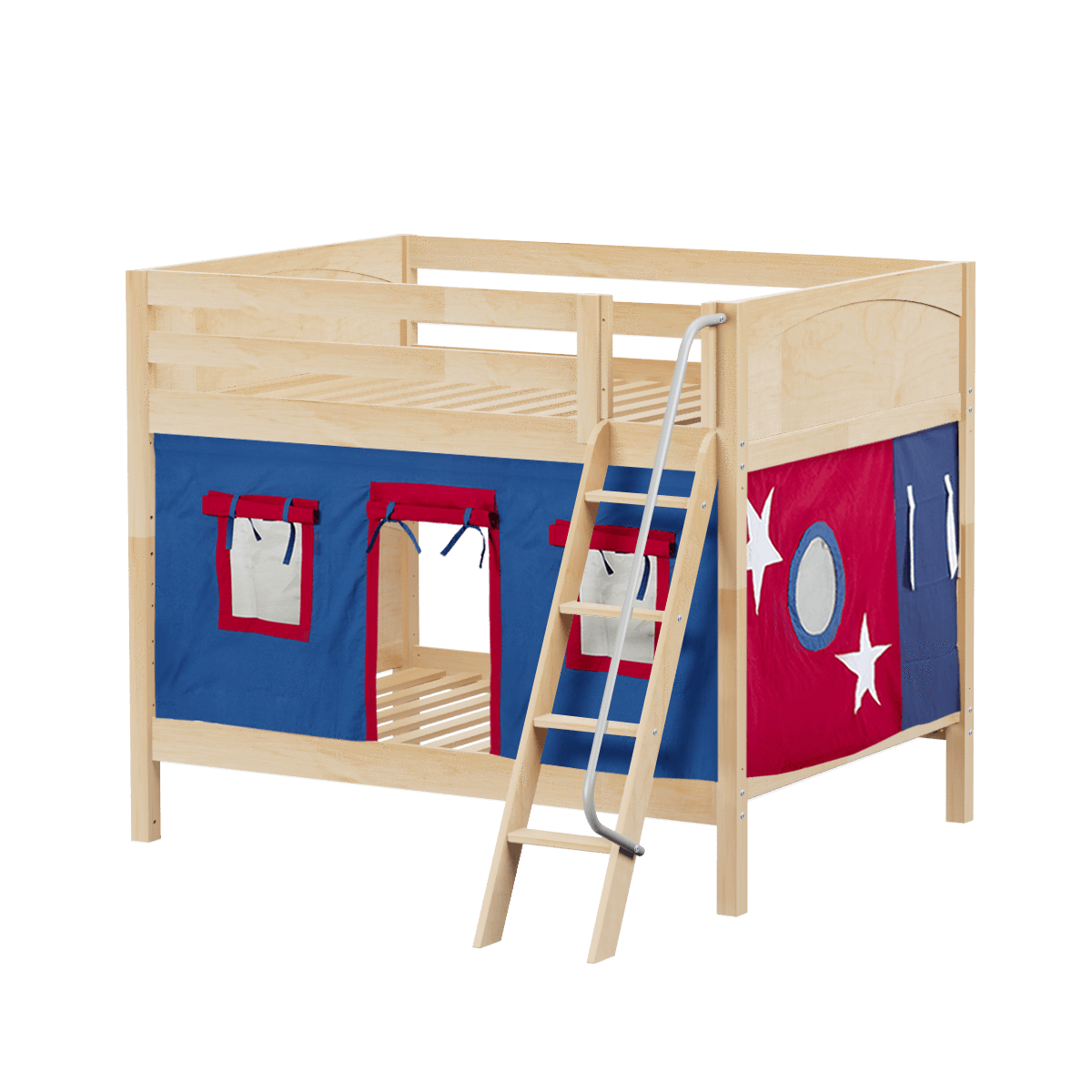 Maxtrix Full Medium Bunk Bed with Angled Ladder + Curtain