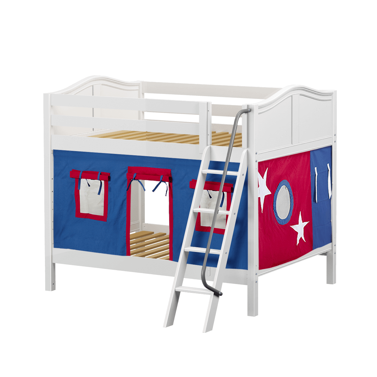 Maxtrix Full Medium Bunk Bed with Angled Ladder + Curtain