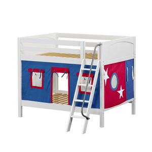 Maxtrix Full Medium Bunk Bed with Angled Ladder + Curtain