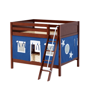 Maxtrix Full Medium Bunk Bed with Angled Ladder + Curtain