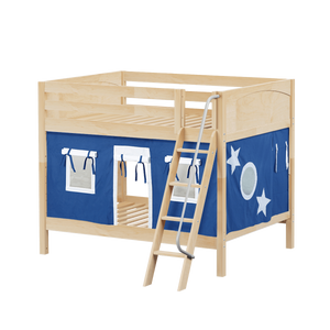 Maxtrix Full Medium Bunk Bed with Angled Ladder + Curtain