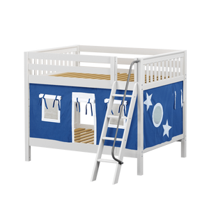 Maxtrix Full Medium Bunk Bed with Angled Ladder + Curtain