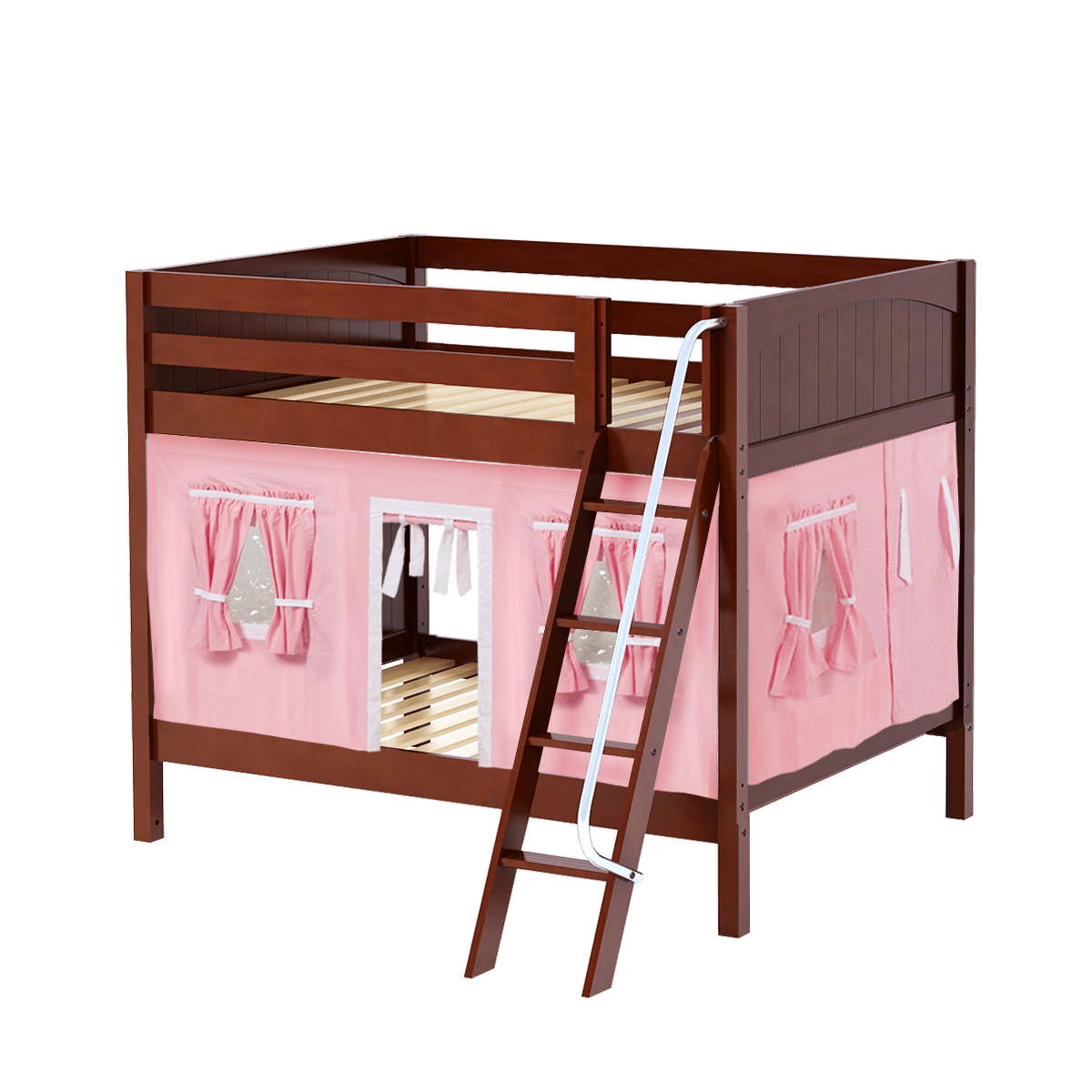 Maxtrix Full Medium Bunk Bed with Angled Ladder + Curtain