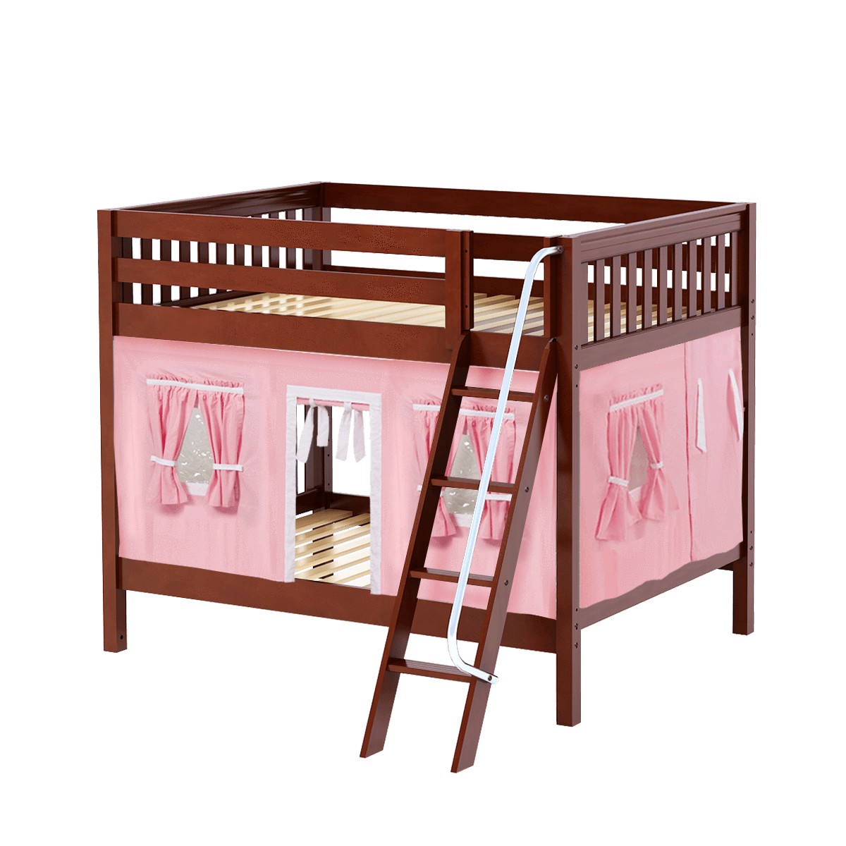 Maxtrix Full Medium Bunk Bed with Angled Ladder + Curtain