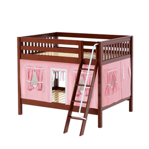 Maxtrix Full Medium Bunk Bed with Angled Ladder + Curtain
