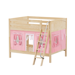 Maxtrix Full Medium Bunk Bed with Angled Ladder + Curtain