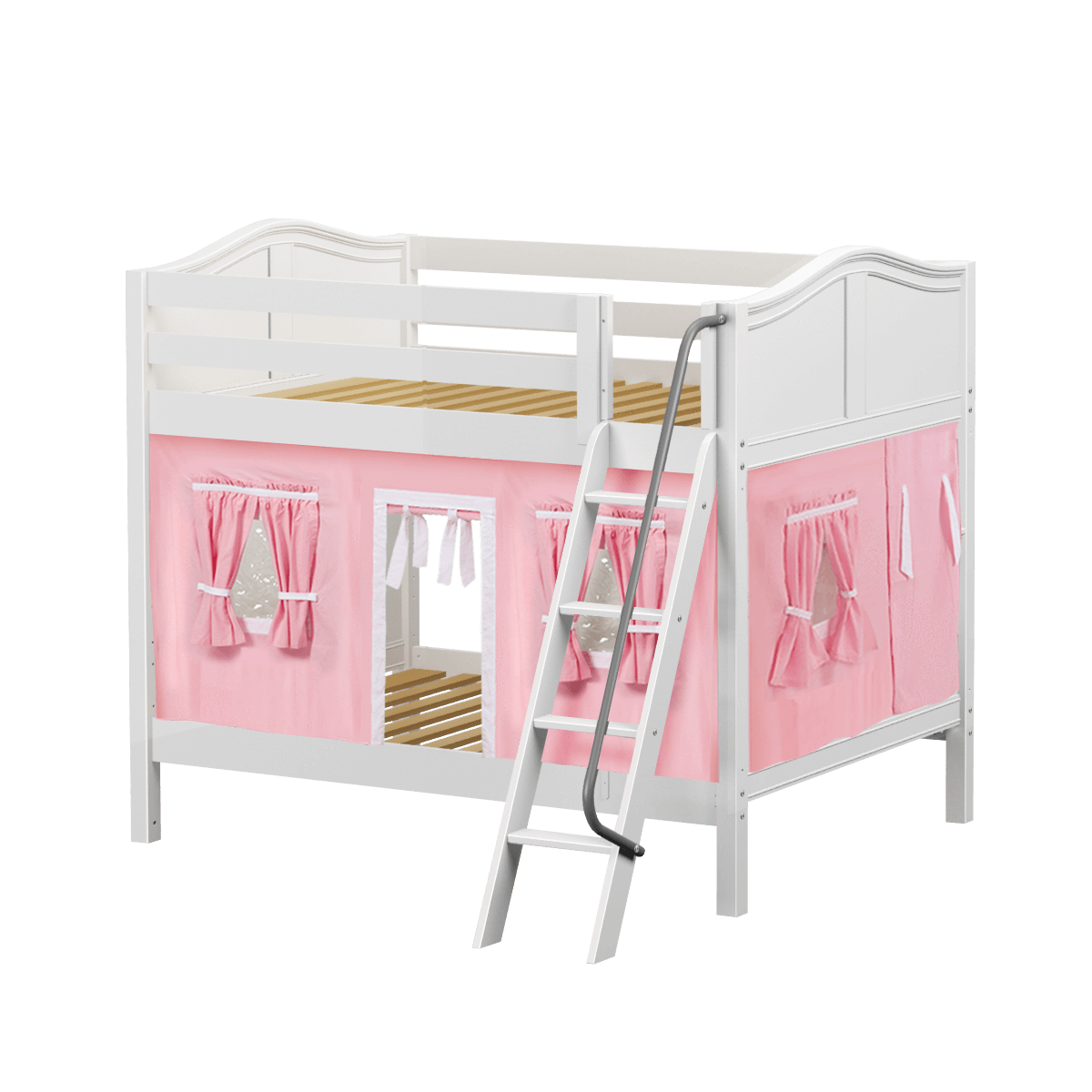 Maxtrix Full Medium Bunk Bed with Angled Ladder + Curtain