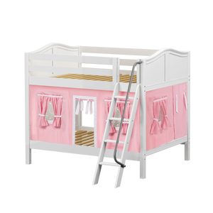 Maxtrix Full Medium Bunk Bed with Angled Ladder + Curtain