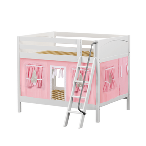 Maxtrix Full Medium Bunk Bed with Angled Ladder + Curtain