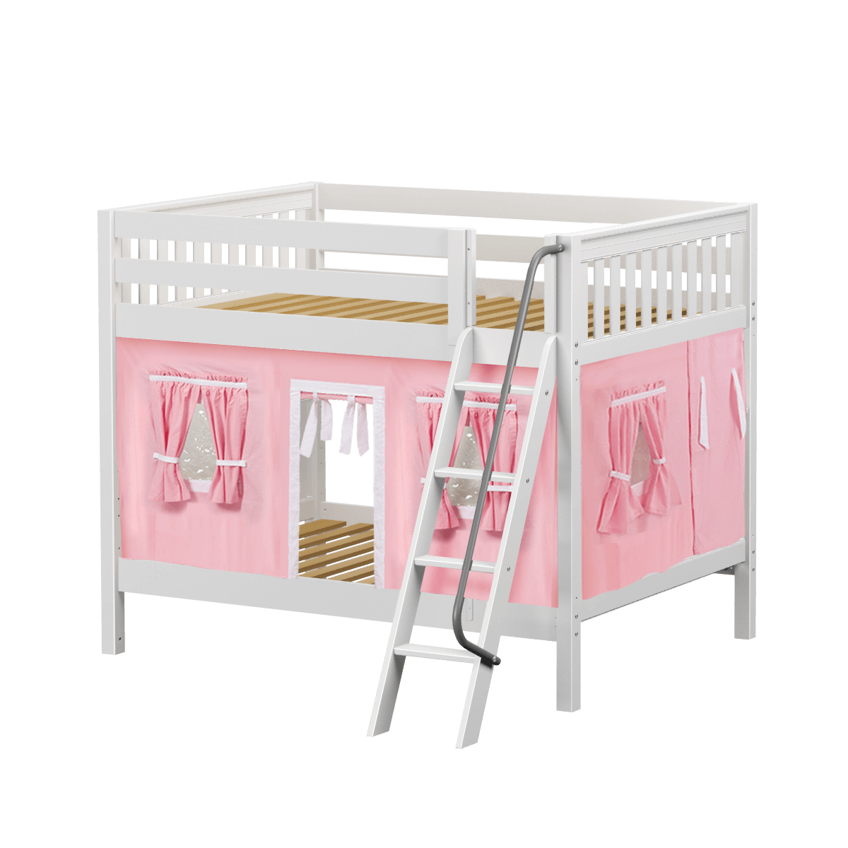 Maxtrix Full Medium Bunk Bed with Angled Ladder + Curtain