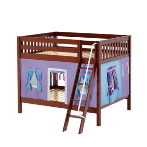 Maxtrix Full Medium Bunk Bed with Angled Ladder + Curtain
