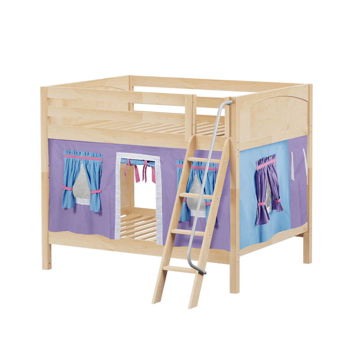 Maxtrix Full Medium Bunk Bed with Angled Ladder + Curtain