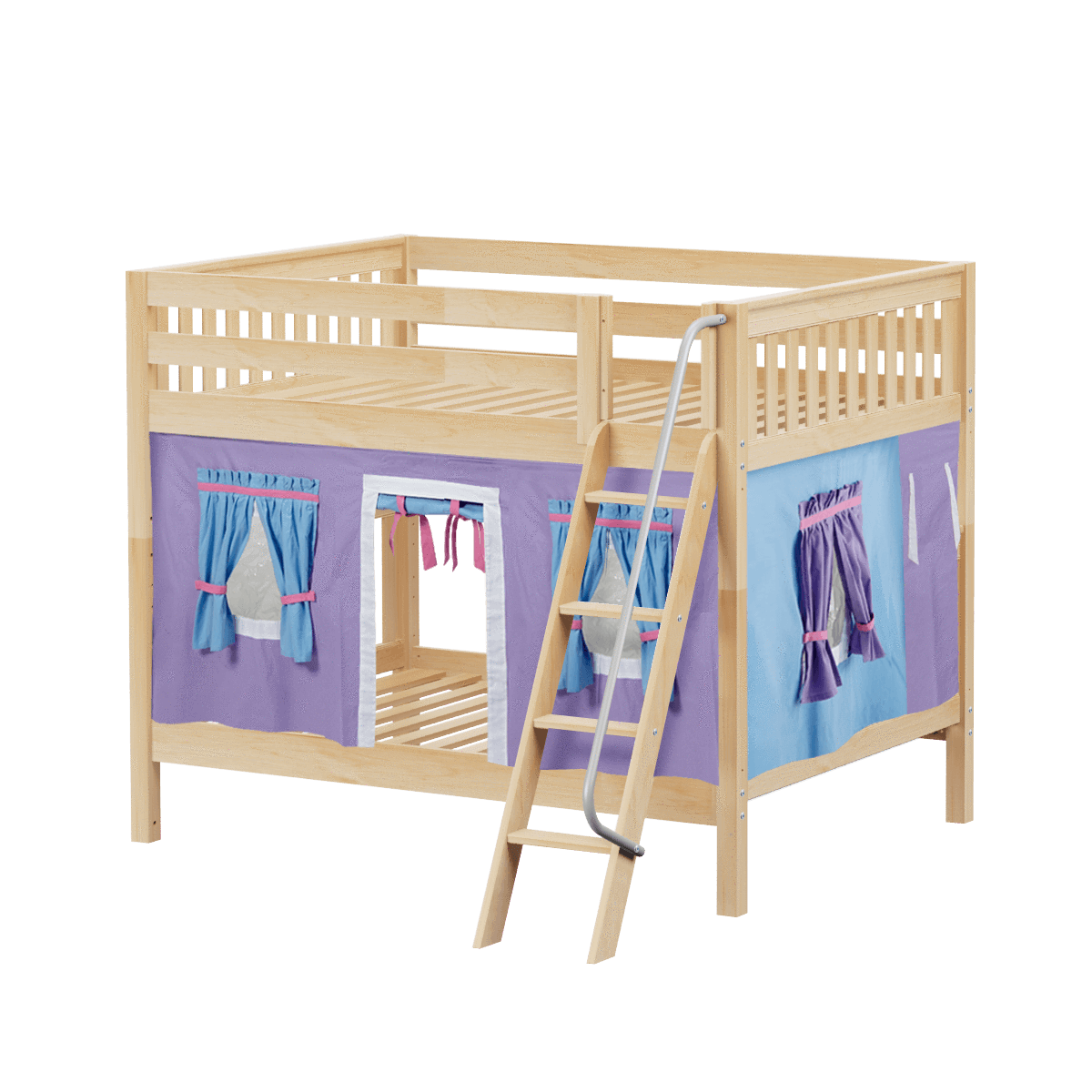 Maxtrix Full Medium Bunk Bed with Angled Ladder + Curtain