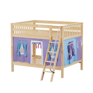 Maxtrix Full Medium Bunk Bed with Angled Ladder + Curtain