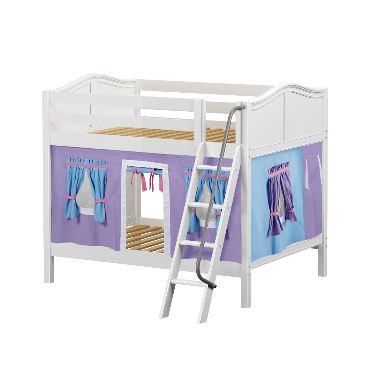 Maxtrix Full Medium Bunk Bed with Angled Ladder + Curtain