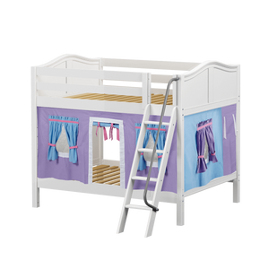Maxtrix Full Medium Bunk Bed with Angled Ladder + Curtain