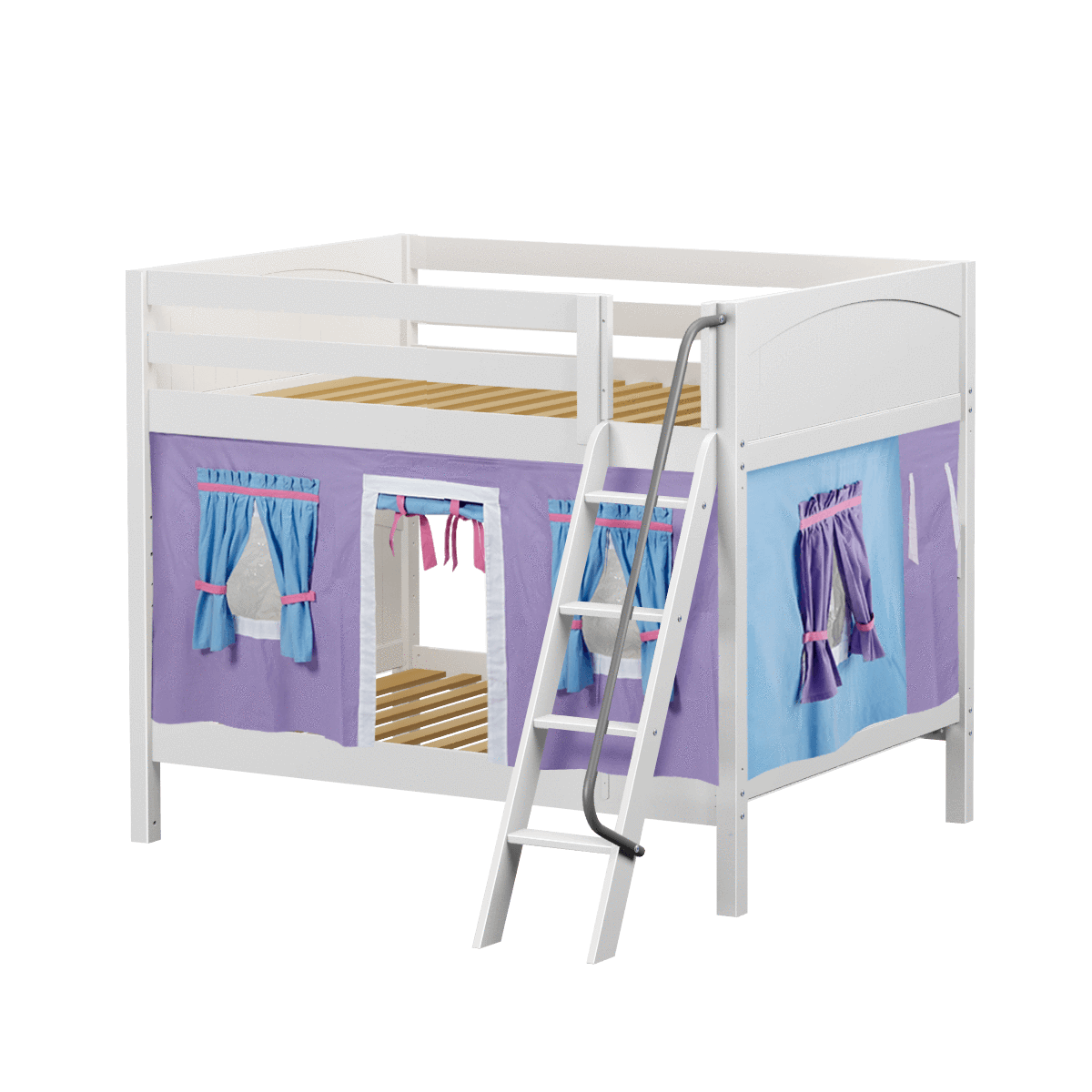 Maxtrix Full Medium Bunk Bed with Angled Ladder + Curtain