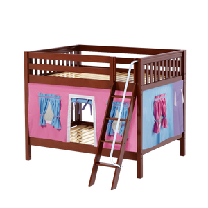Maxtrix Full Medium Bunk Bed with Angled Ladder + Curtain