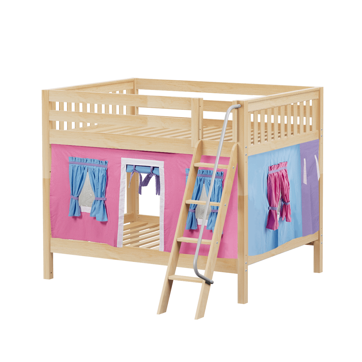 Maxtrix Full Medium Bunk Bed with Angled Ladder + Curtain