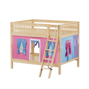 Maxtrix Full Medium Bunk Bed with Angled Ladder + Curtain